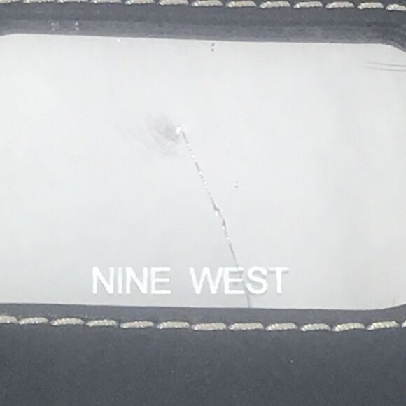 Nine West Black Faux Leather Wallet White Stitch ID Window CRACKED AS IS - Picture 3 of 3